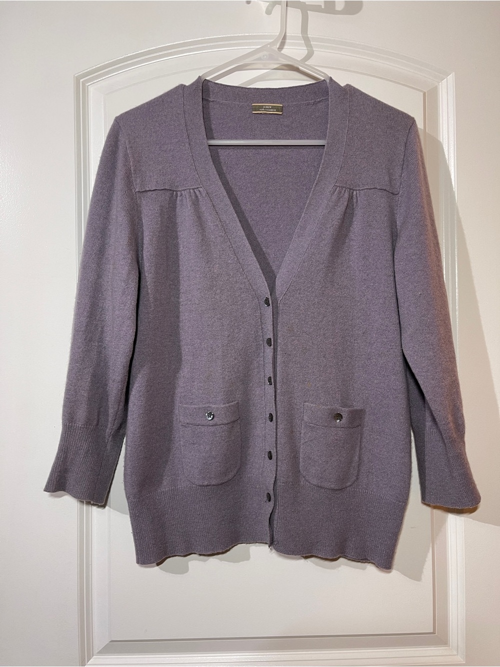 J. Crew Dusty Lavender Button-Front V-Neck Cardigan